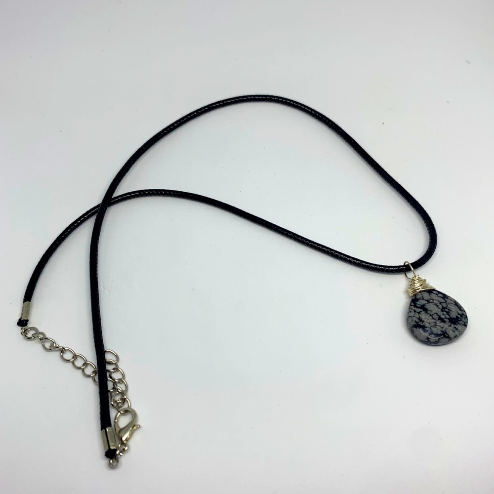 Snowflake obsidian choker